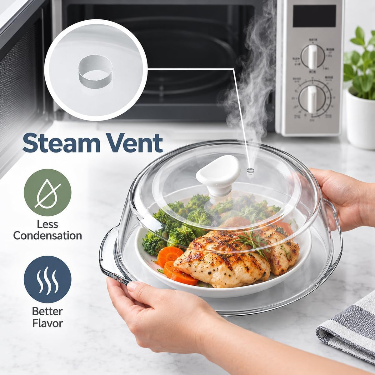 Splatter Control Glass Microwave Cover