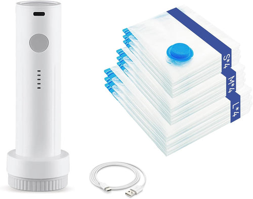 Vacuum Storage Bags With Rechargeable Pump - 12-Pack