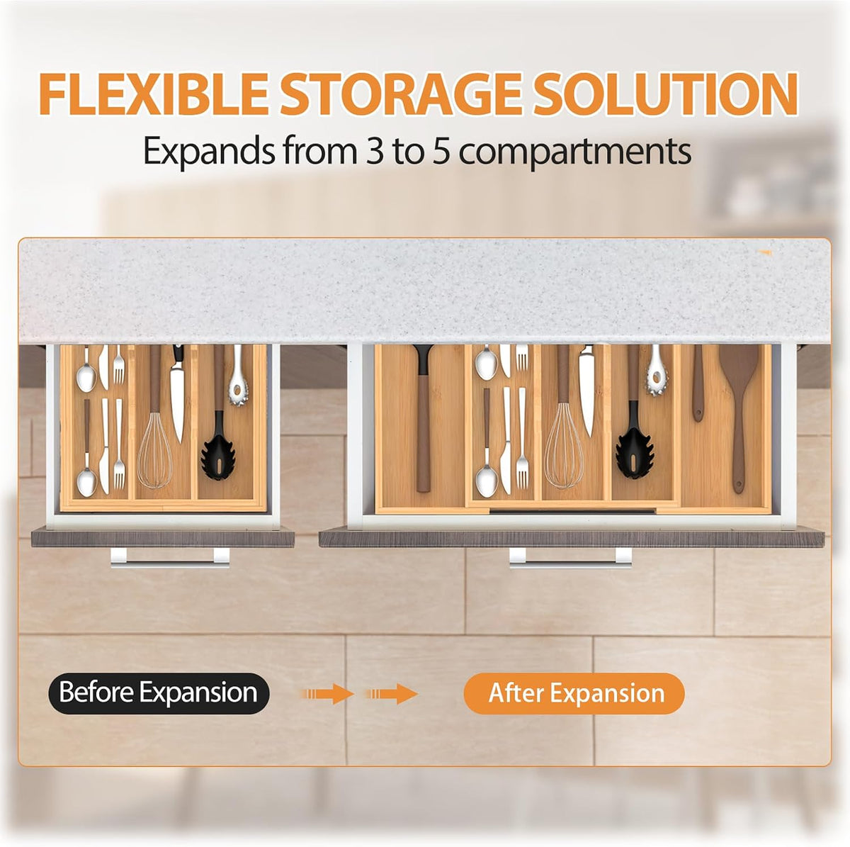 Expandable Bamboo Drawer Organizer