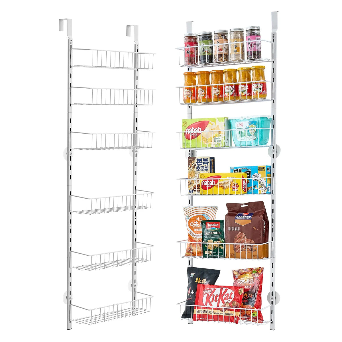 Six-tier pantry-door organizer