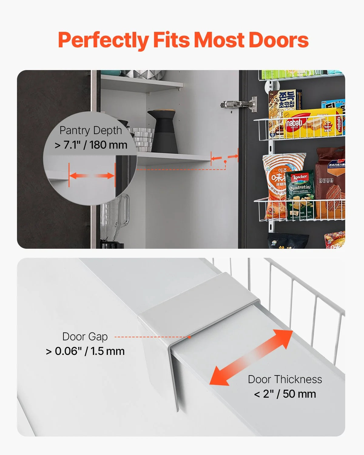 Six-tier pantry-door organizer