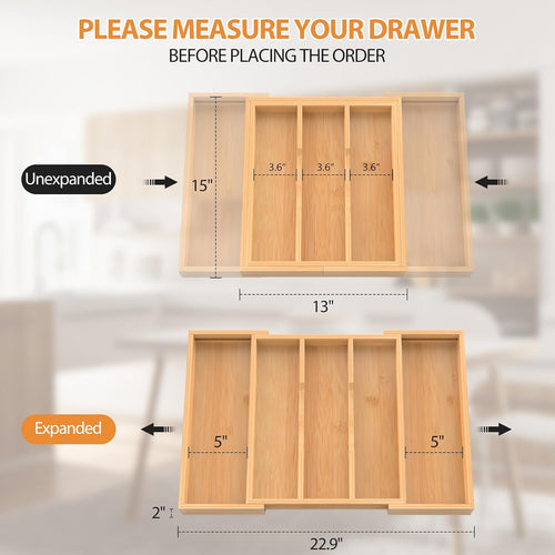 Expandable Bamboo Drawer Organizer