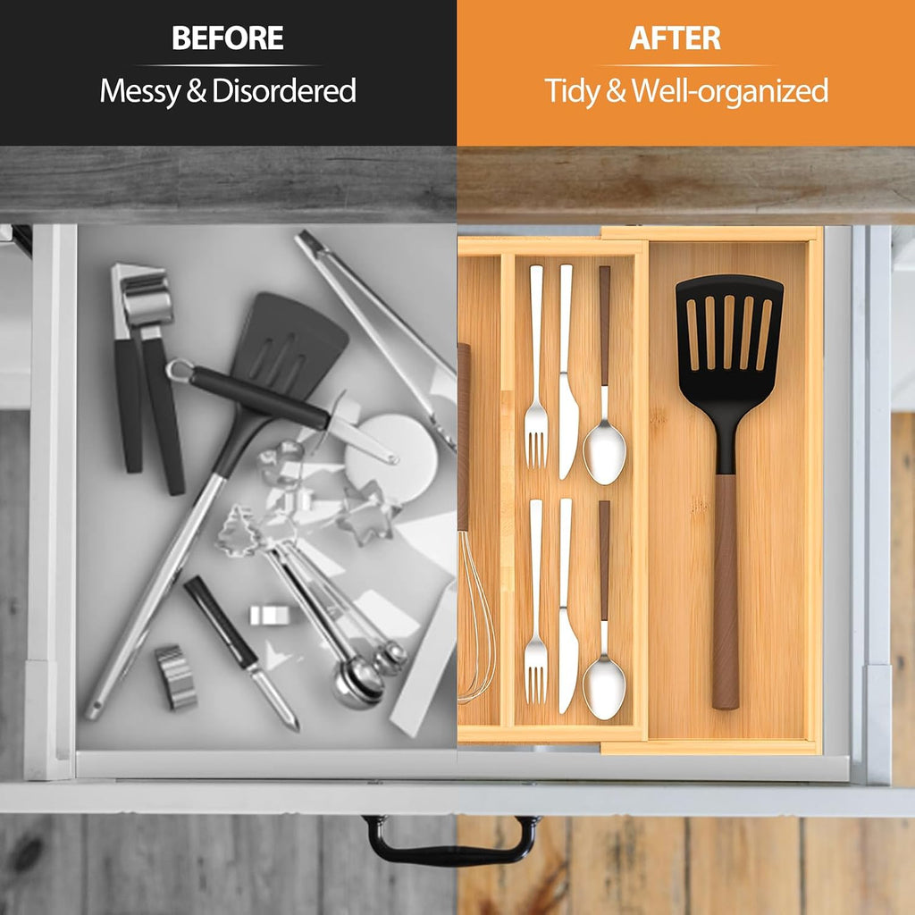 Expandable Bamboo Drawer Organizer