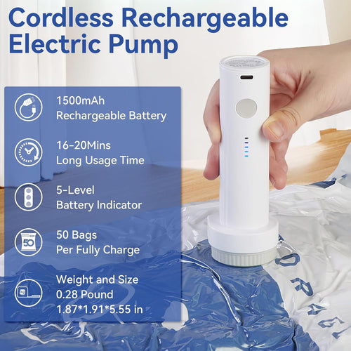 Vacuum Storage Bags With Rechargeable Pump - 12-Pack