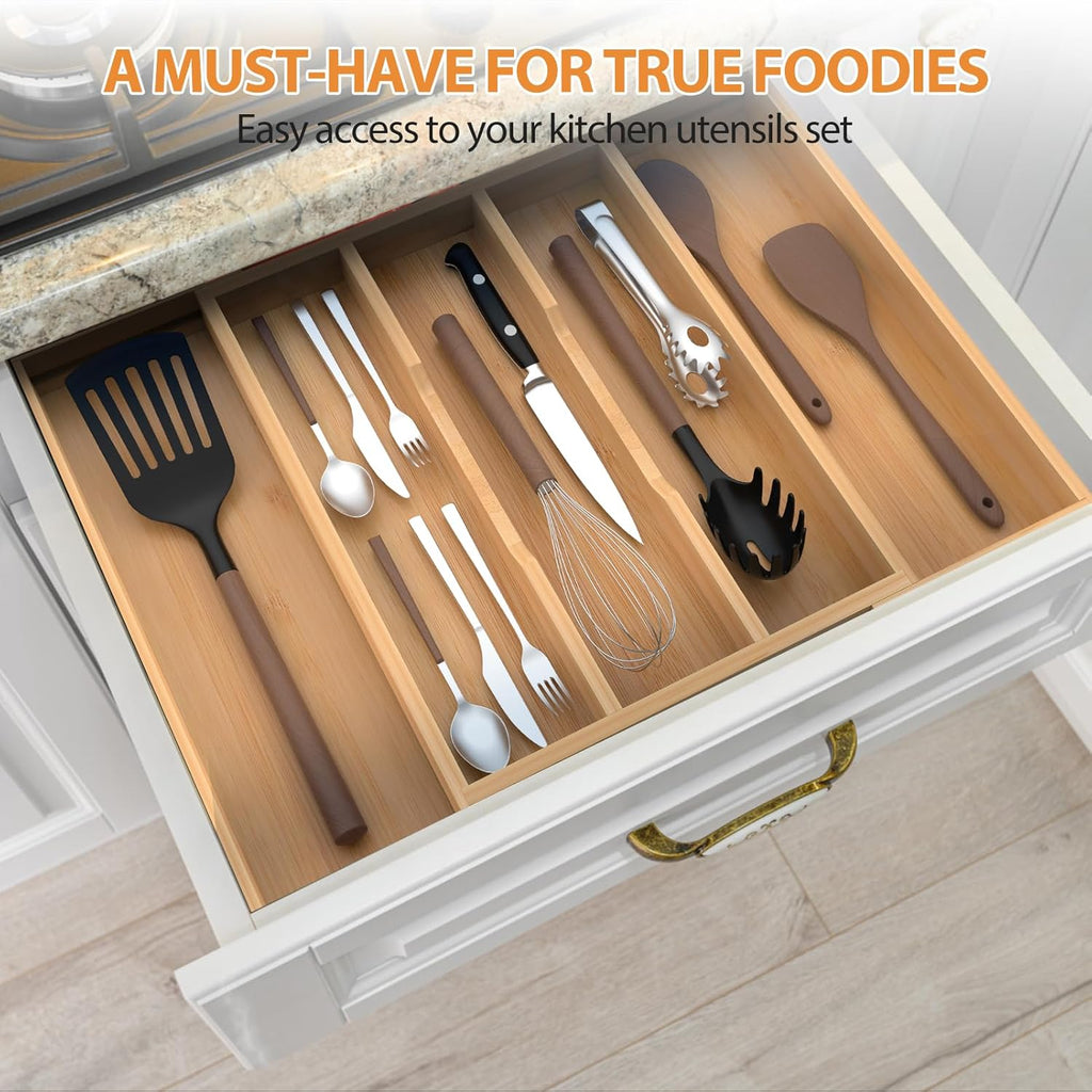 Expandable Bamboo Drawer Organizer