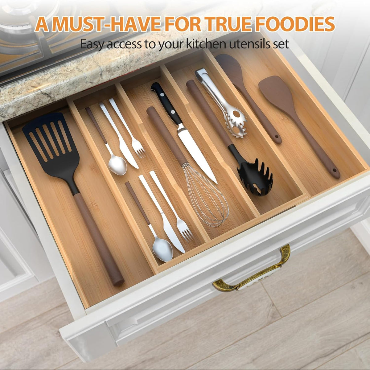 Expandable Bamboo Drawer Organizer