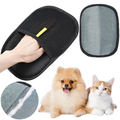Black pet hair remover glove front and reverse