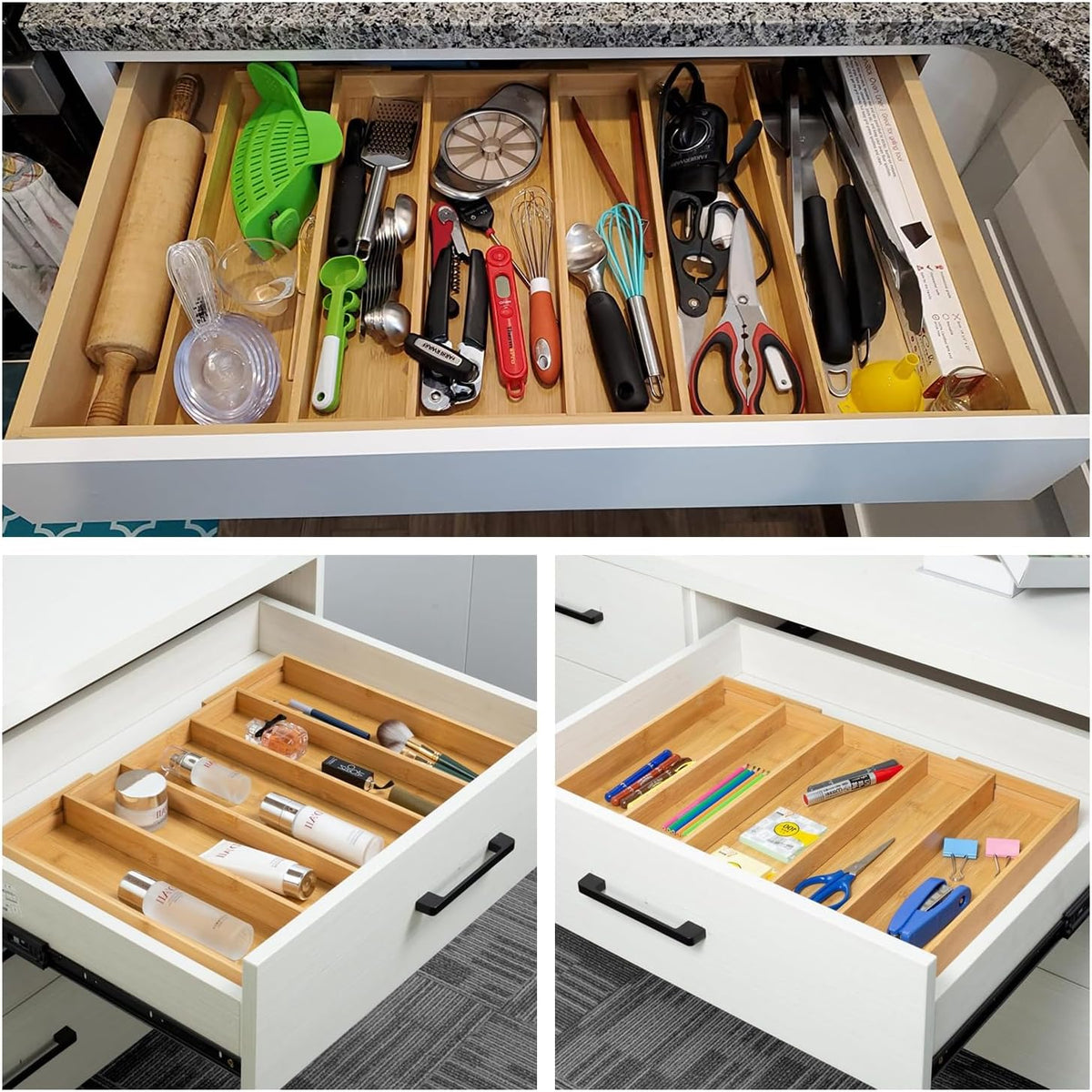 Expandable Bamboo Drawer Organizer